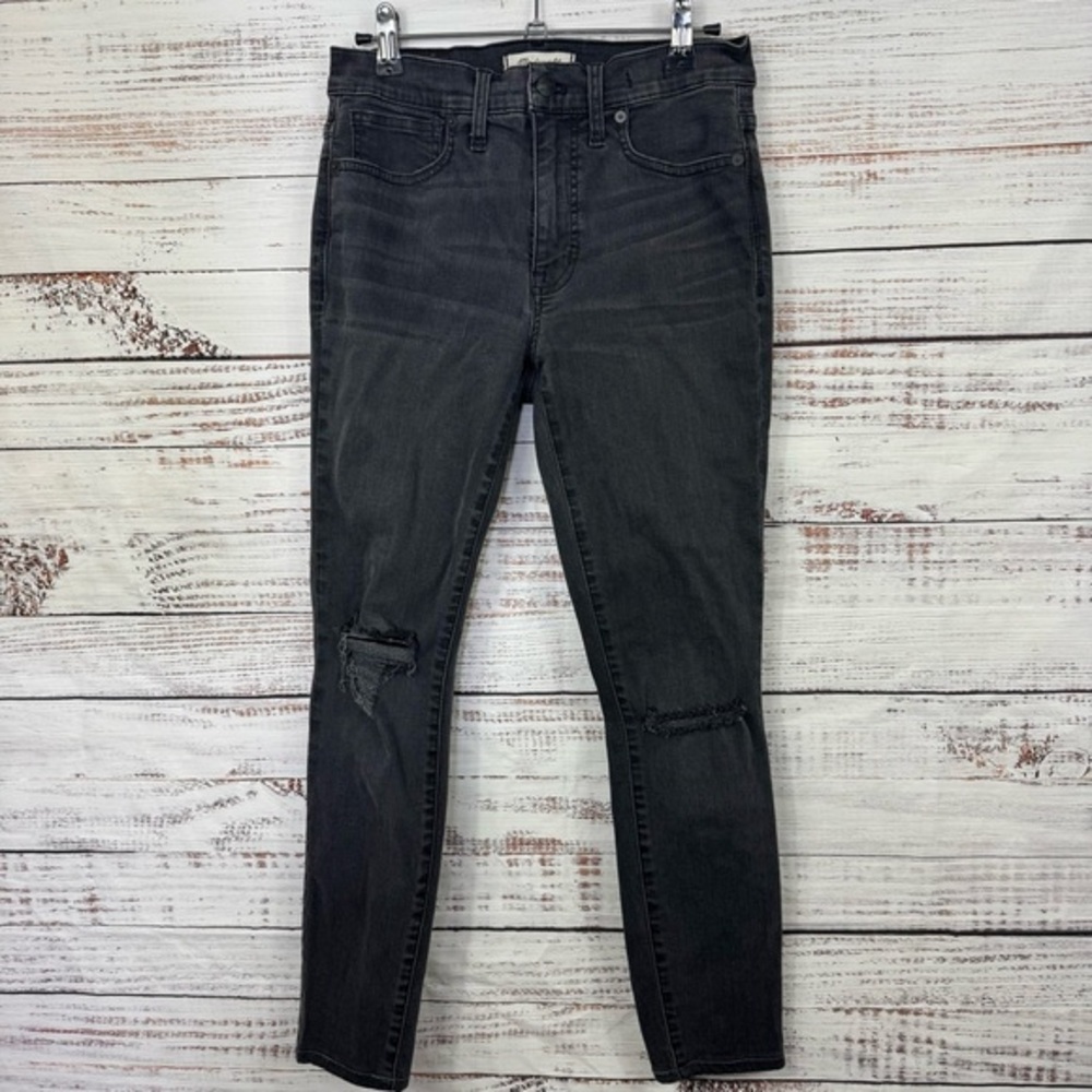 Madewell jeans 9” high rise ankle size 27 faded Black Distressed Skinny‎ Jeans